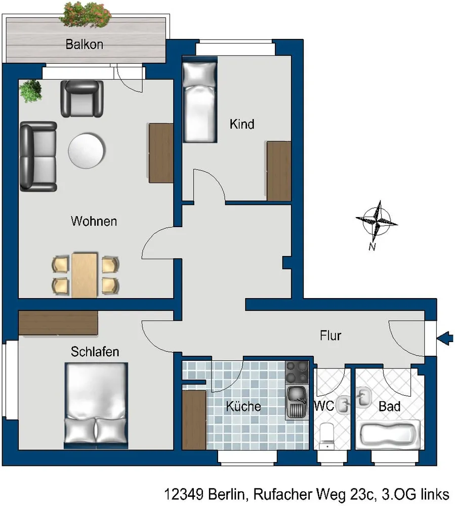 3 Zimmer Wohnung mit 67 m² in Berlin – Bild 2