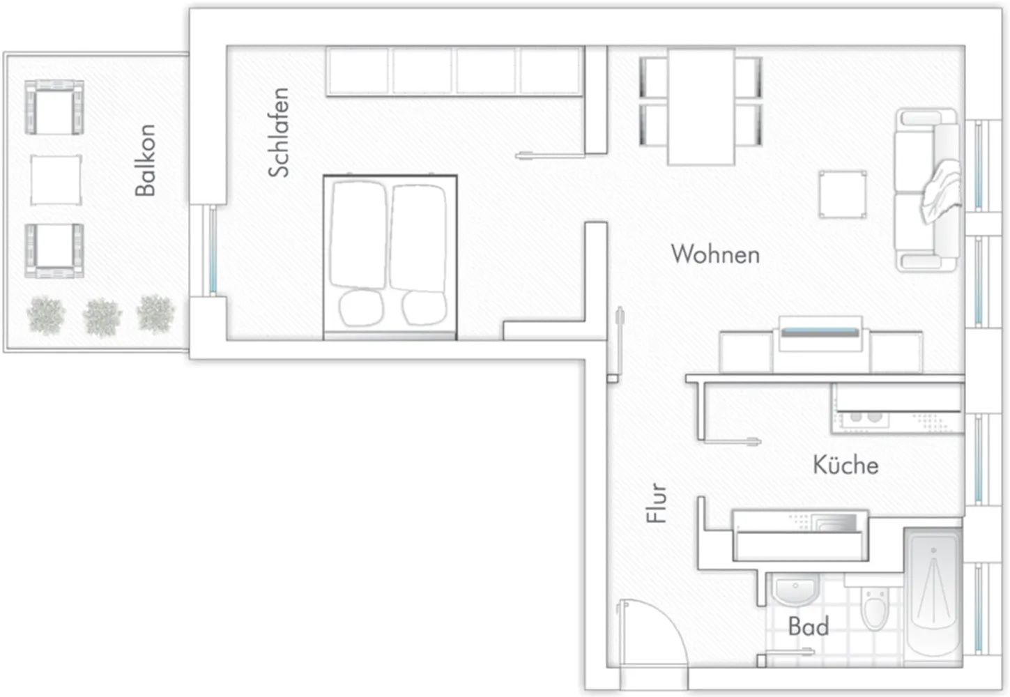 2 Zimmer Wohnung mit 48 m² in Lübeck – Bild 1
