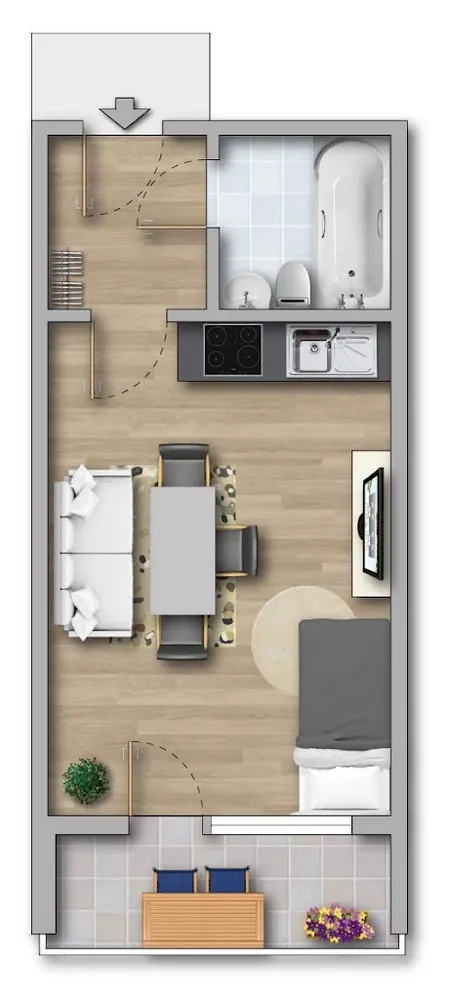 1 Zimmer Wohnung mit 26 m² in Erfurt – Bild 2