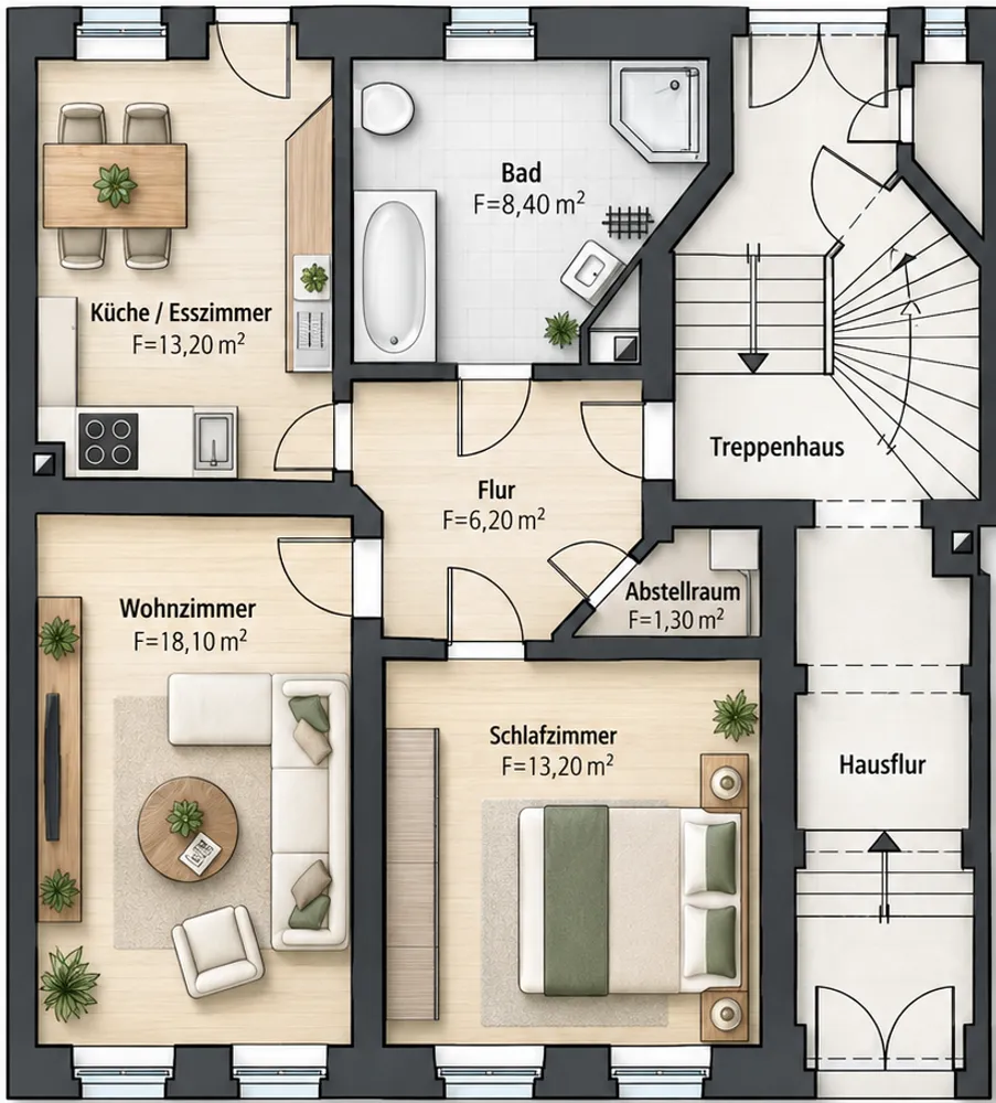 2 Zimmer Wohnung mit 60 m² in Leipzig – Bild 2