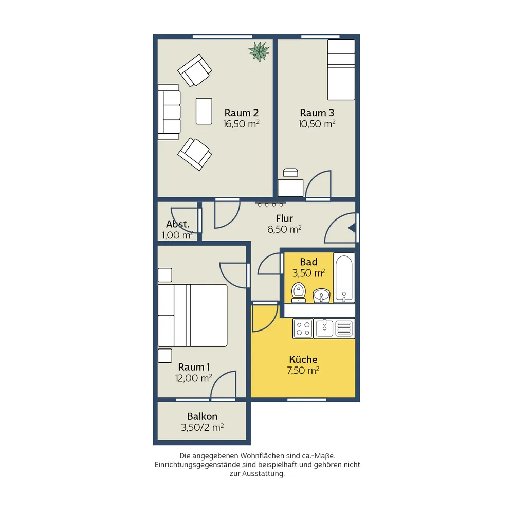 3 Zimmer Wohnung mit 62 m² in Leipzig – Bild 1