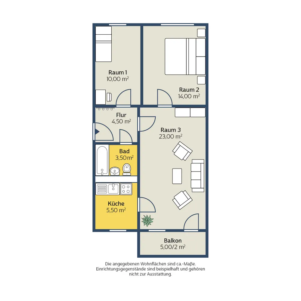 3 Zimmer Wohnung mit 60 m² in Leipzig – Bild 1