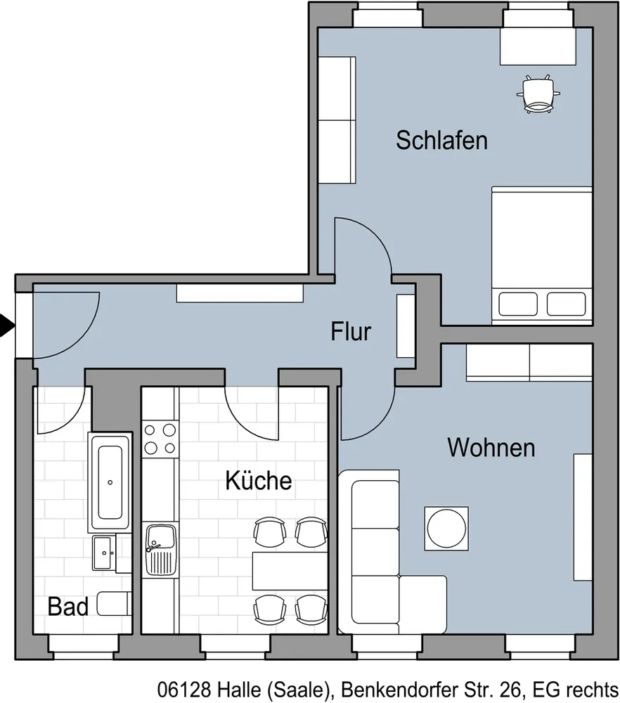 2 Zimmer Wohnung mit 61 m² in Halle (Saale) – Bild 2