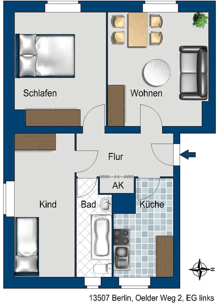 3 Zimmer Wohnung mit 56 m² in Berlin – Bild 2