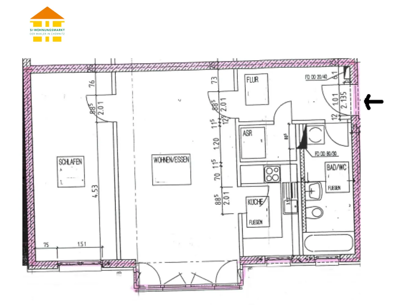 2 room apartment with 64 m² in Chemnitz – Photo 3