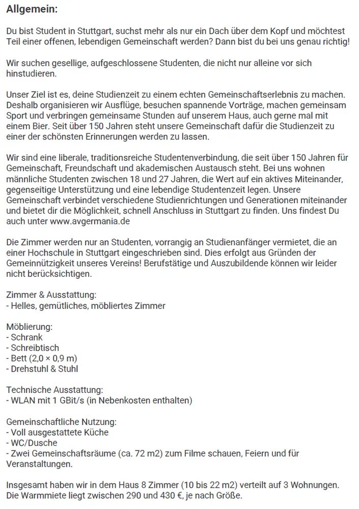 WG-Zimmer mit 10 m² in Stuttgart – Bild 7