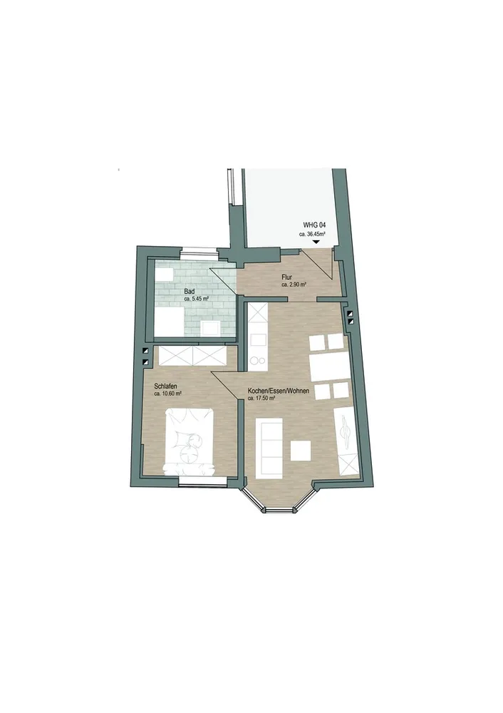 2 Zimmer Wohnung mit 36 m² in Marburg – Bild 1