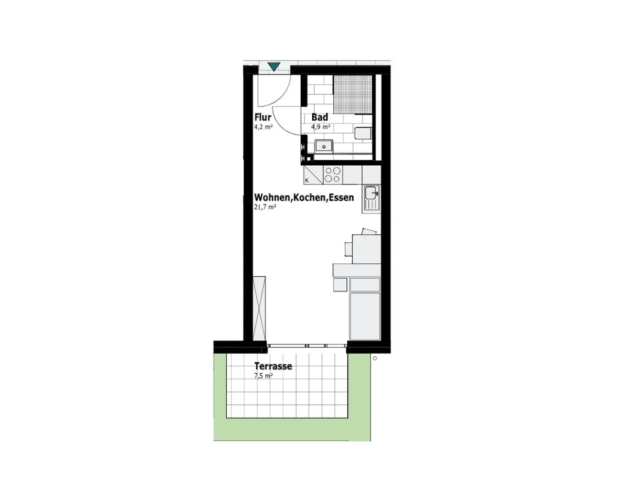 1 room apartment with 35 m² in Duisburg – Photo 2
