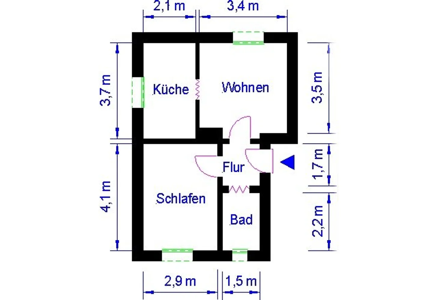 2 Zimmer Wohnung mit 38 m² in Magdeburg – Bild 2