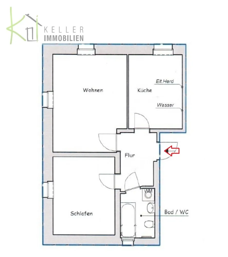 2 Zimmer Wohnung mit 50 m² in Werdau – Bild 2