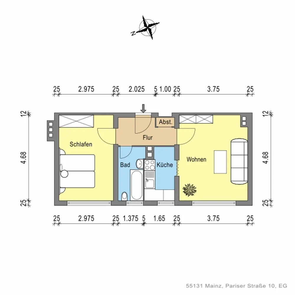 2 Zimmer Wohnung mit 42 m² in Mainz – Bild 2