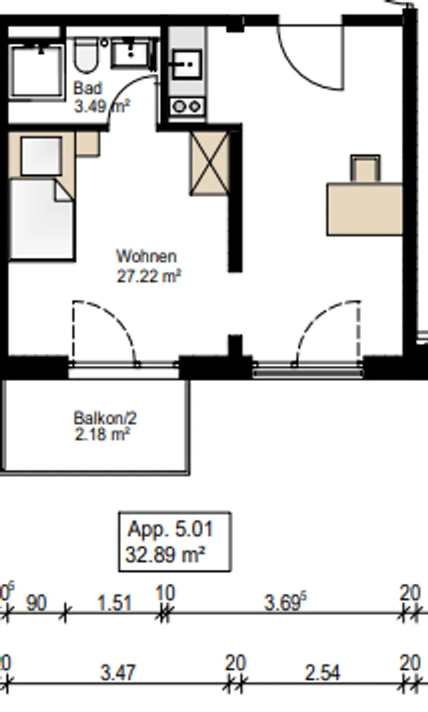 1 Zimmer Wohnung mit 33 m² in Augsburg – Bild 7