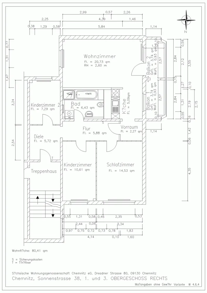 4 Zimmer Wohnung mit 80 m² in Chemnitz – Bild 2