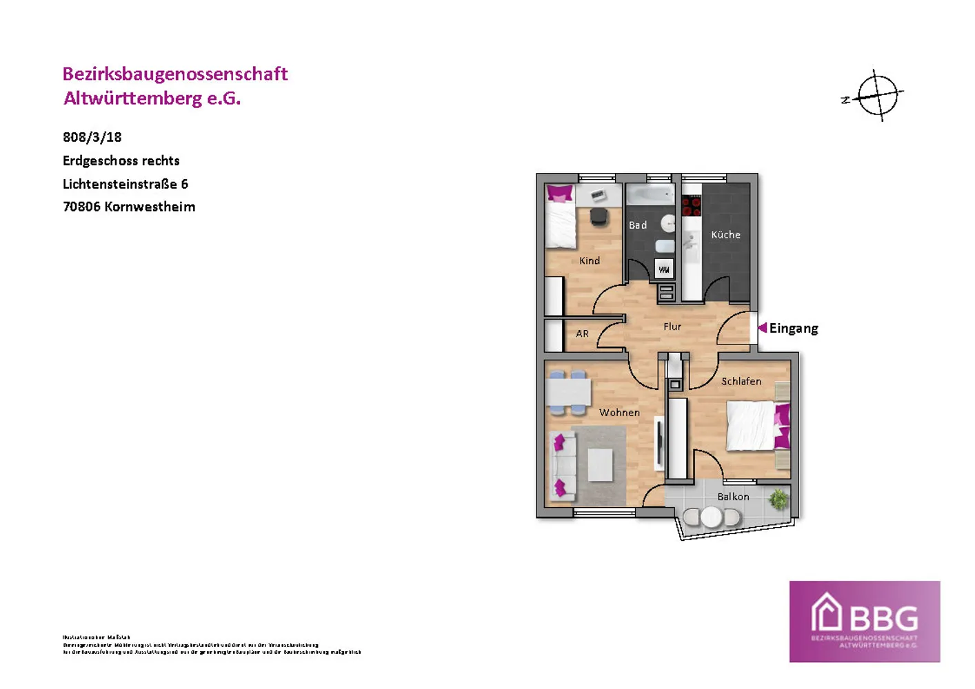 3 Zimmer Wohnung mit 61 m² in Kornwestheim – Bild 2