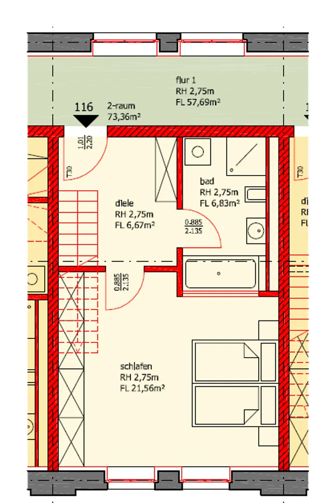 2 Zimmer Wohnung mit 75 m² in Magdeburg – Bild 1