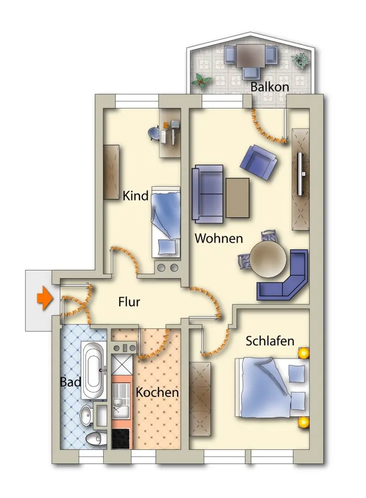 3 Zimmer Wohnung mit 59 m² in Freiberg – Bild 2