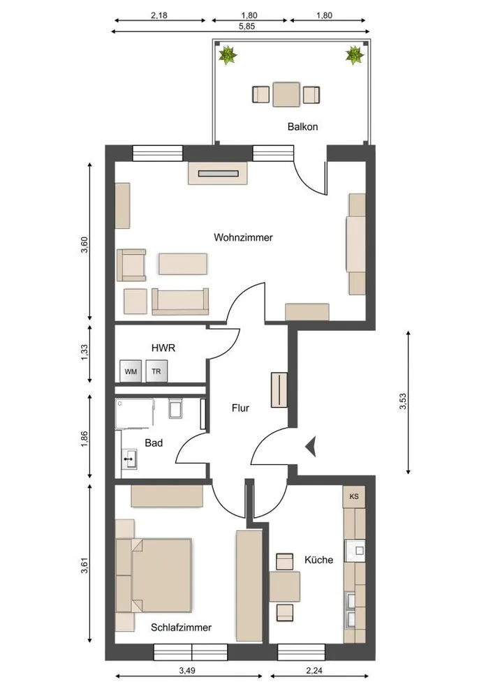 2 room apartment with 59 m² in Magdeburg – Photo 2