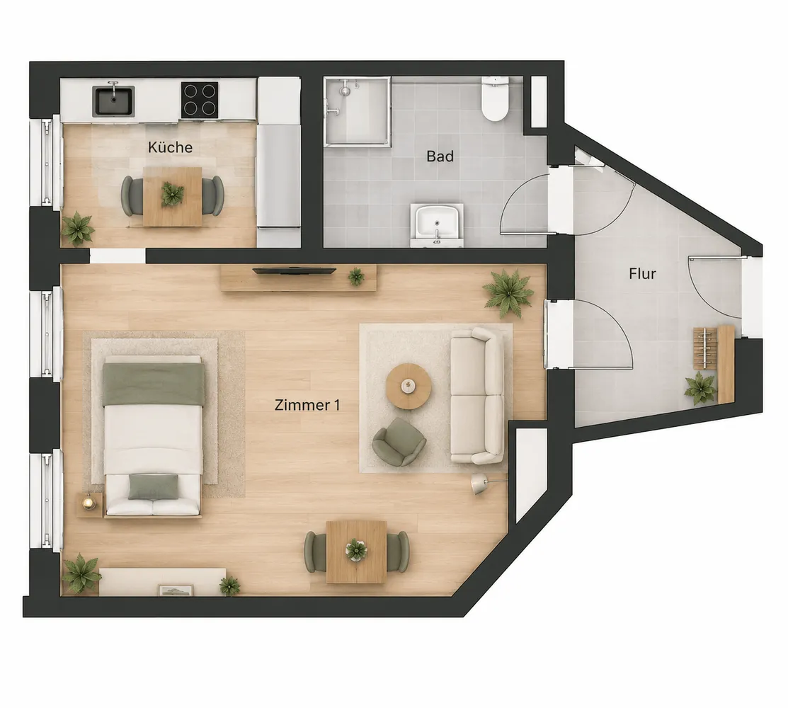 1 Zimmer Wohnung mit 37 m² in Leipzig – Bild 2