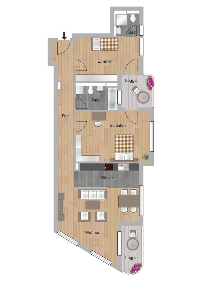 3 Zimmer Wohnung mit 96 m² in Frankfurt am Main – Bild 2