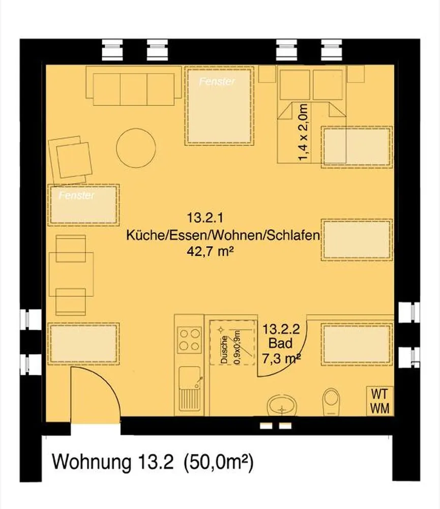 1 Zimmer Wohnung mit 50 m² in Schleswig – Bild 1