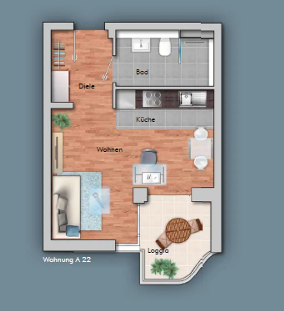 1 Zimmer Wohnung mit 31 m² in Karlsruhe – Bild 2