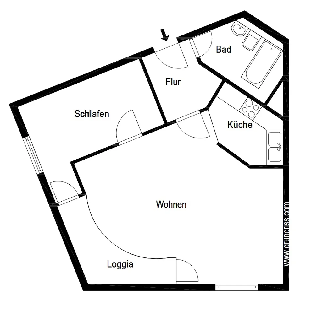 2 Zimmer Wohnung mit 60 m² in Karlsruhe – Bild 2