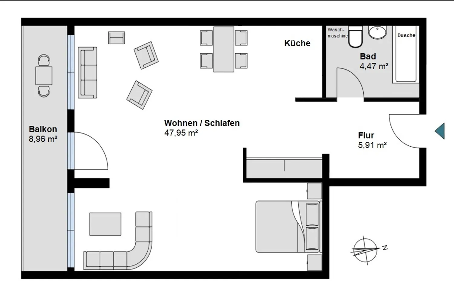 2 room apartment with 63 m² in Munich – Photo 8