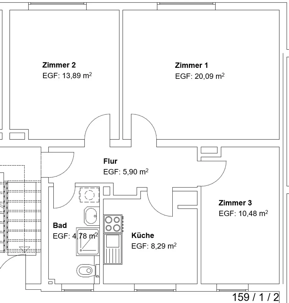 3 Zimmer Wohnung mit 64 m² in Kassel – Bild 2