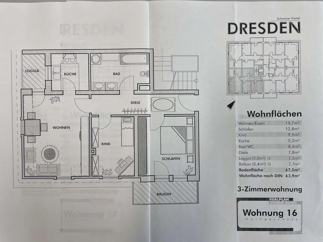 3 Zimmer Wohnung mit 64 m² in Dresden – Bild 1