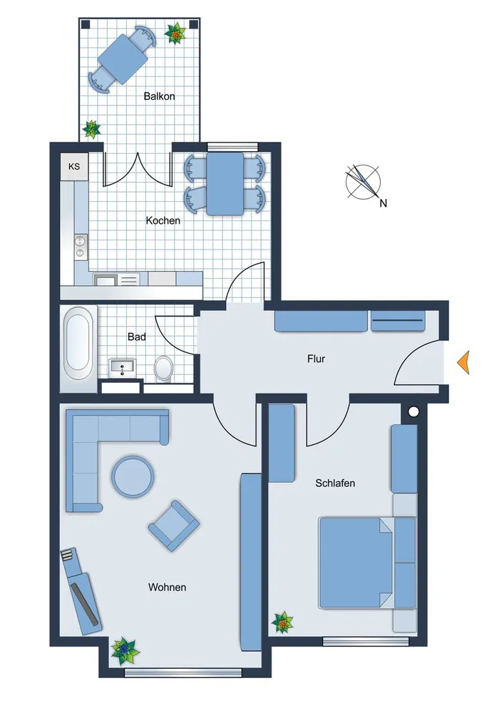 2 room apartment with 58 m² in Chemnitz – Photo 2