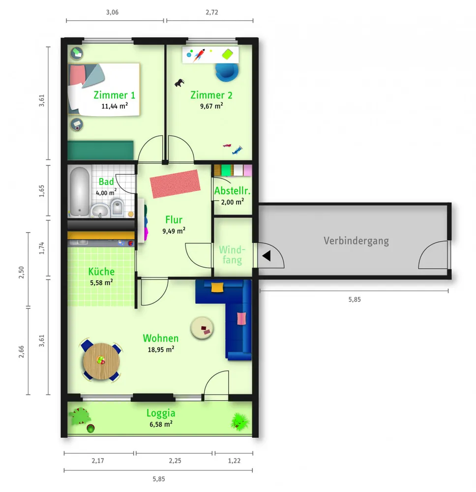 3 Zimmer Wohnung mit 65 m² in Halle (Saale) – Bild 2