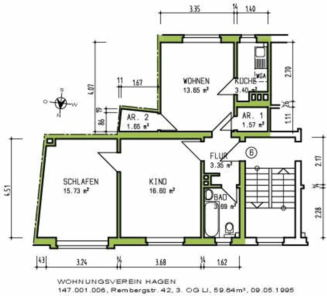 4 Zimmer Wohnung mit 60 m² in Hagen – Bild 3