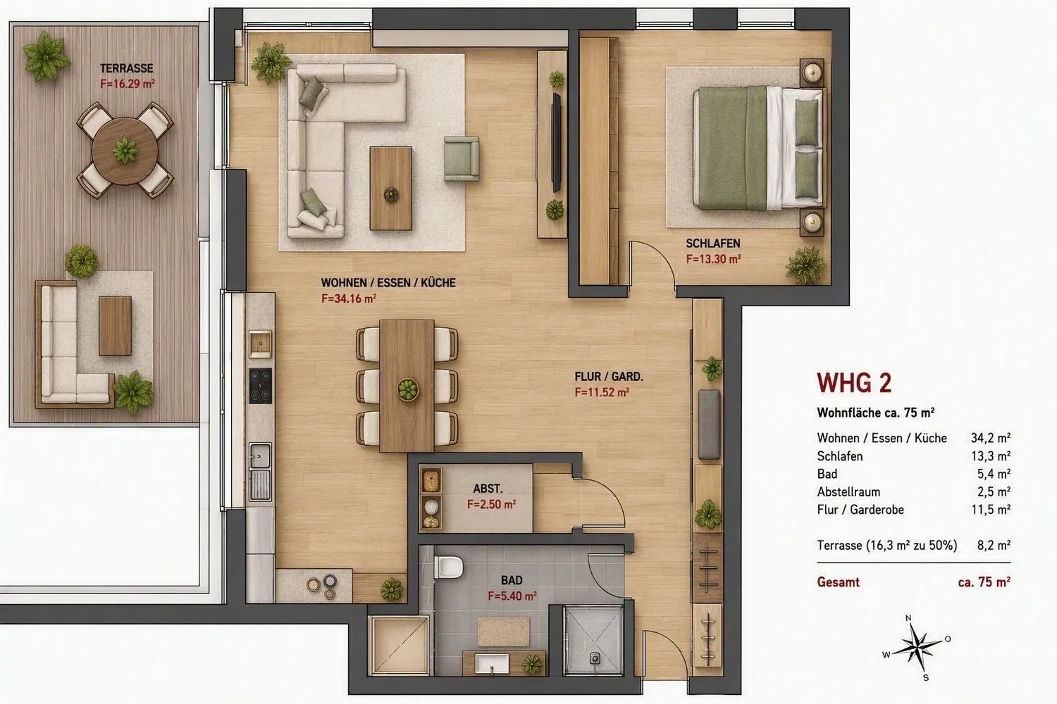 2 Zimmer Wohnung mit 75 m² in Münster – Bild 1
