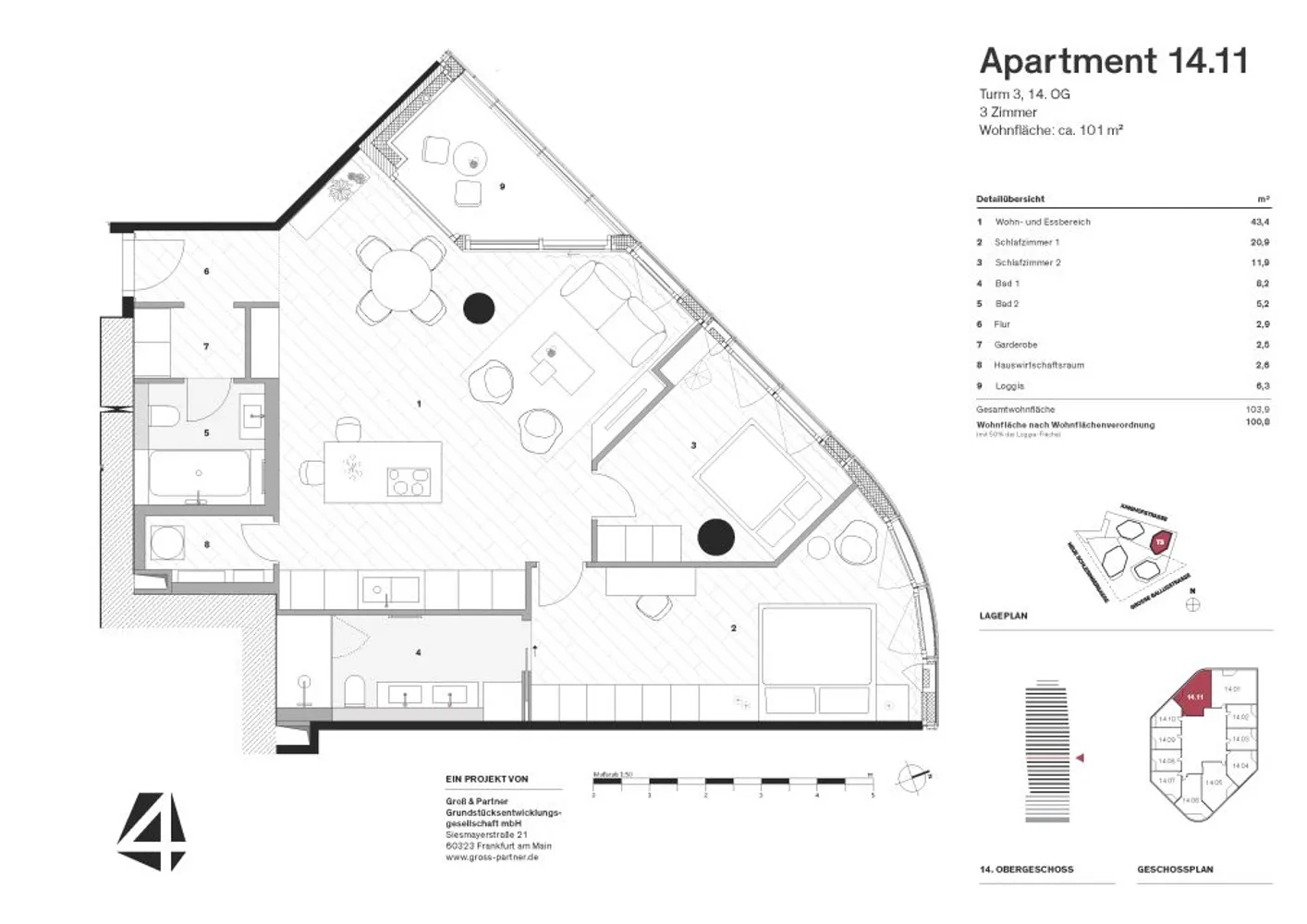 3 room apartment with 100 m² in Frankfurt am Main – Photo 5