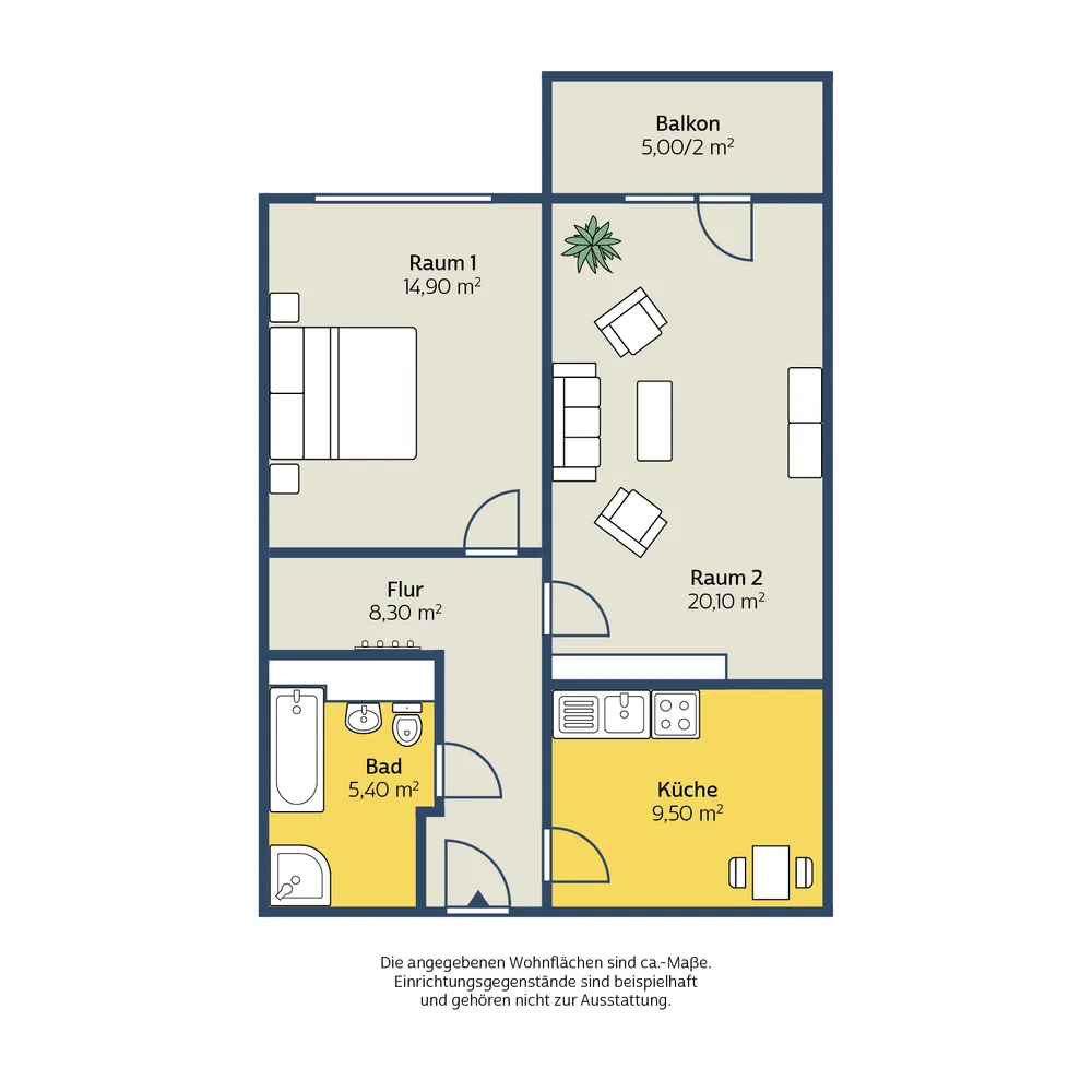 2 Zimmer Wohnung mit 60 m² in Leipzig – Bild 2