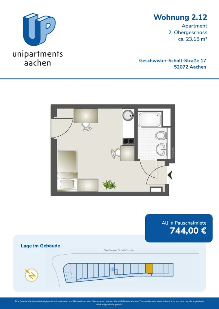 1 Zimmer Wohnung mit 23 m² in Aachen – Bild 11
