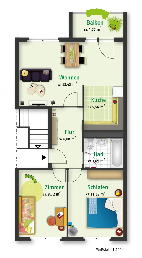 3 Zimmer Wohnung mit 59 m² in Halle (Saale) – Bild 2