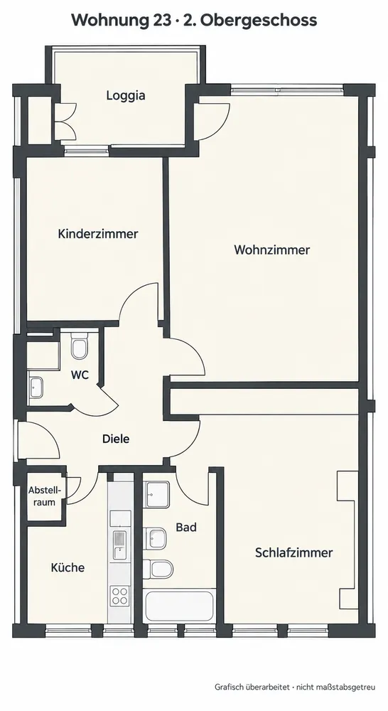 3 Zimmer Wohnung mit 82 m² in Krefeld – Bild 2