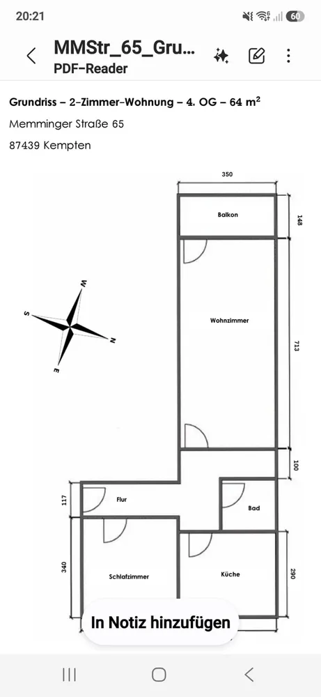 2 Zimmer Wohnung mit 64 m² in Kempten (Allgäu) – Bild 1