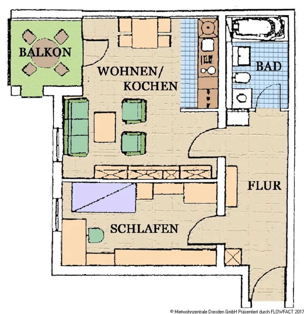 2 Zimmer Wohnung mit 49 m² in Dresden – Bild 2