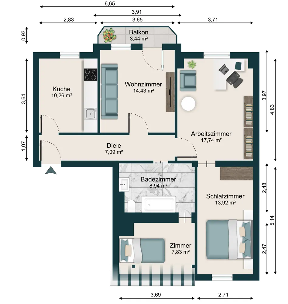 4 Zimmer Wohnung mit 81 m² in Magdeburg – Bild 11