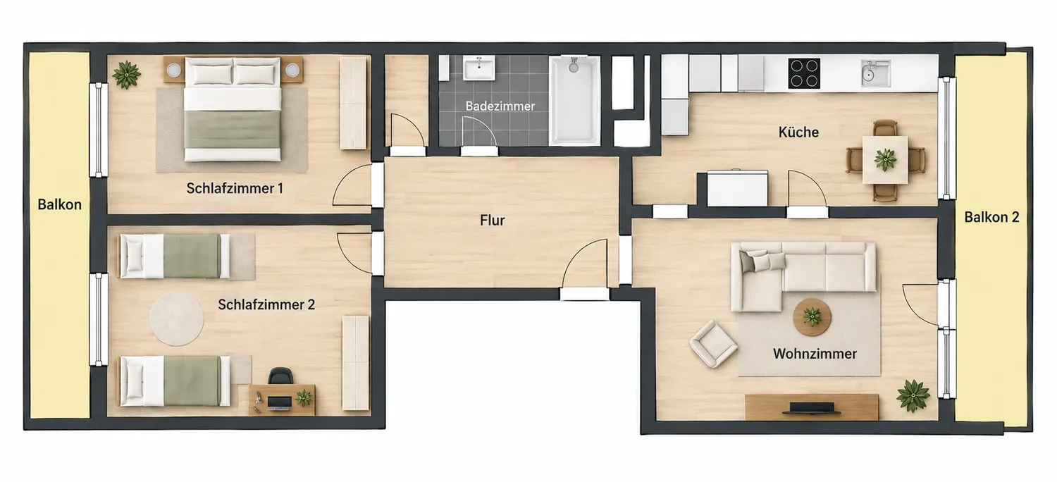 4 Zimmer Wohnung mit 62 m² in Duisburg – Bild 2