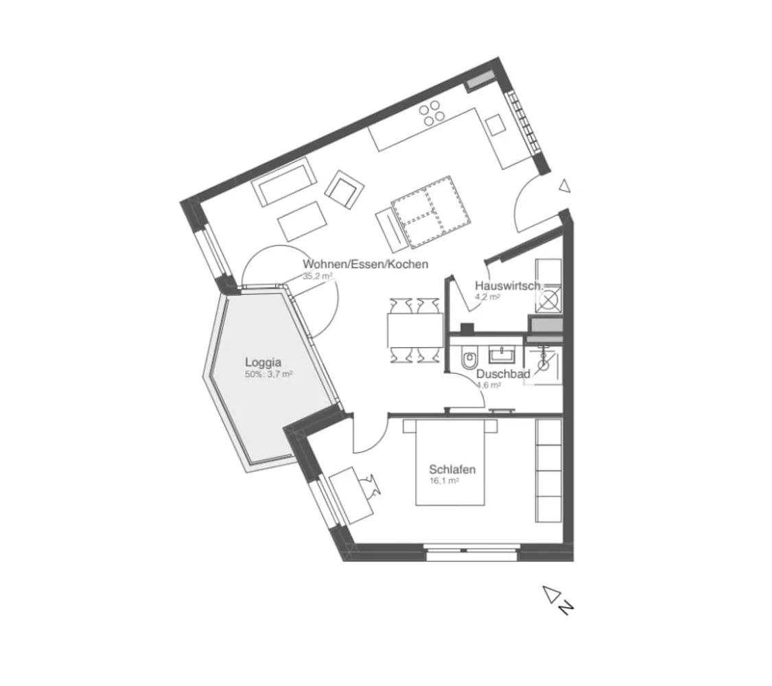 2 Zimmer Wohnung mit 60 m² in München – Bild 1