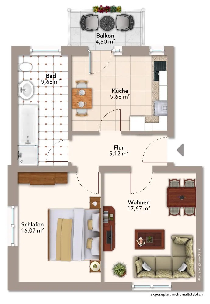2 room apartment with 60 m² in Magdeburg – Photo 12