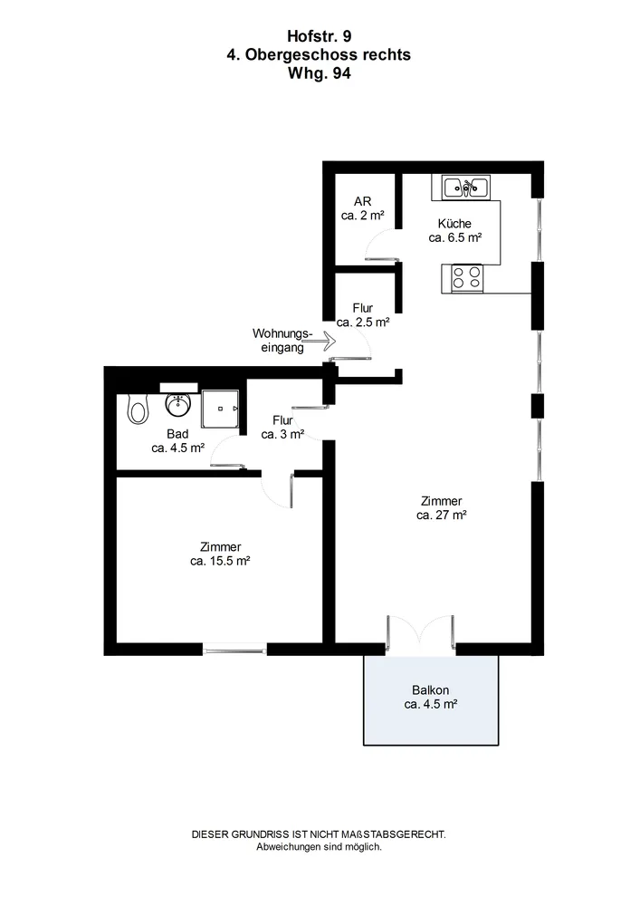 2 Zimmer Wohnung mit 61 m² in Kiel – Bild 2
