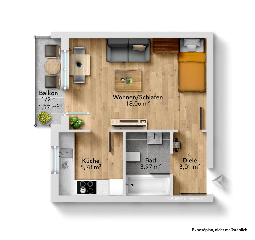 1 Zimmer Wohnung mit 32 m² in München – Bild 10