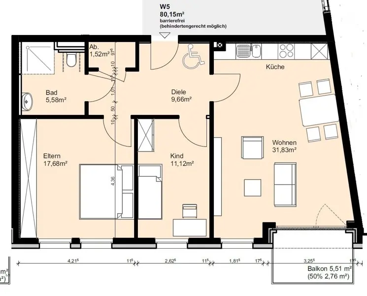 3 Zimmer Wohnung mit 80 m² in Düsseldorf – Bild 4