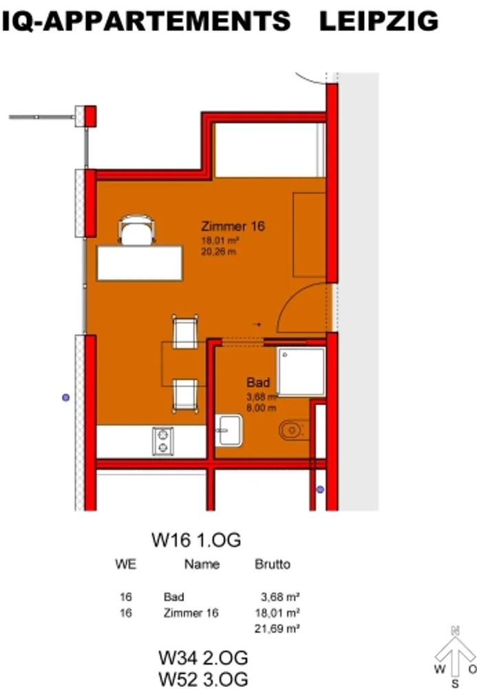 1 Zimmer Wohnung mit 22 m² in Leipzig – Bild 2