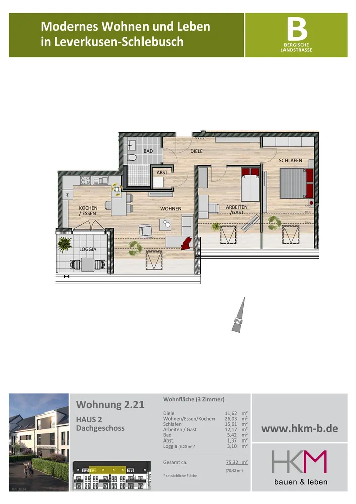 3 Zimmer Wohnung mit 75 m² in Leverkusen – Bild 3
