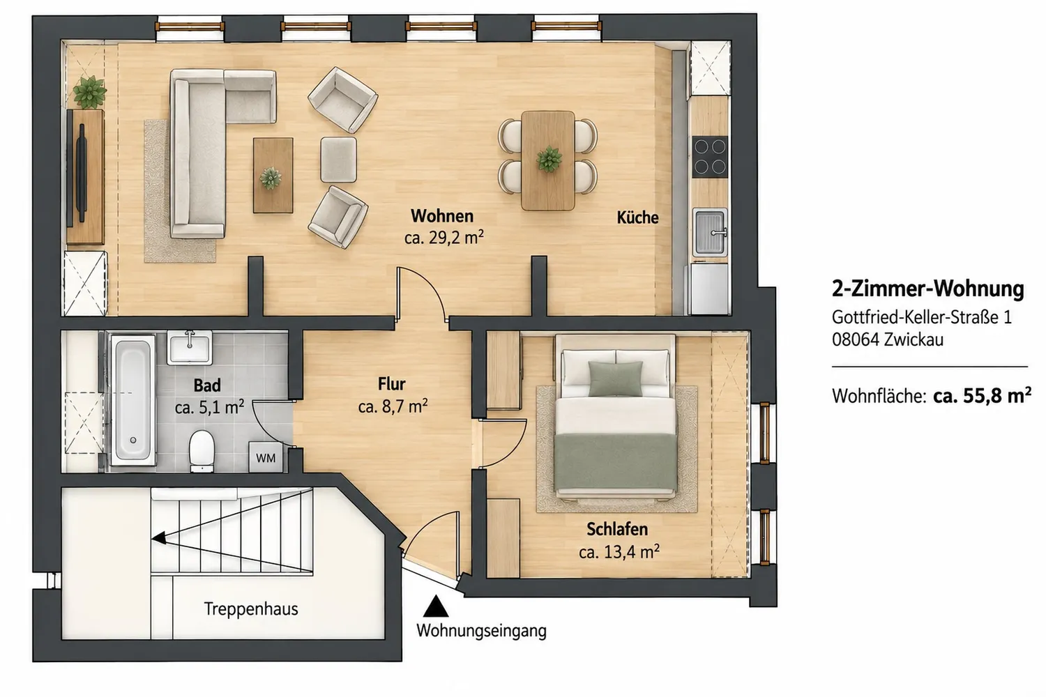 2 Zimmer Wohnung mit 56 m² in Zwickau – Bild 10